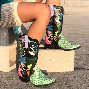 ZigZagGoods Hand Painted Leather Cowboy Boots